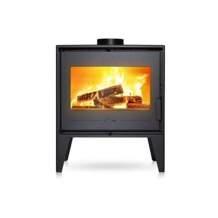 Poele a bois en acier INVICTA - Puissance optimale: 8 kW - Max: 10 kW - B˚ches 52 cm, Raccordable, Ecodesign