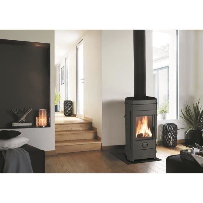 Poele a bois INVICTA Remilly - Puissance optimale: 7 kW - Max: 10,5 kW - Bűches 33 cm max - Fonte - Fabriqué en France - Ecodesign