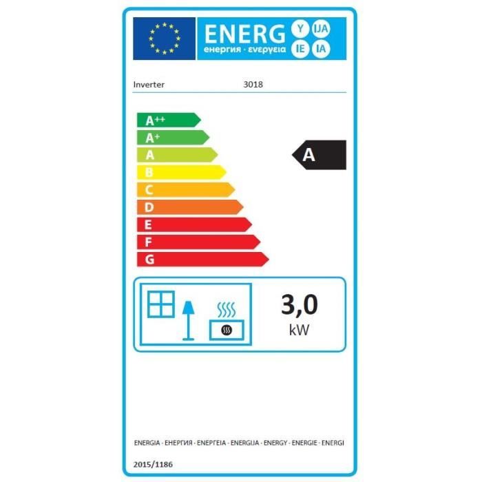 Poele a pétrole électronique INVERTER 3018 - 3000W - Thermostat - Allumage piezoélectrique - Acier noir