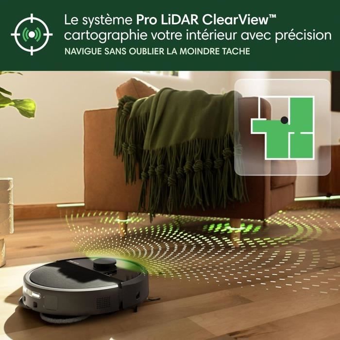 iRobot Roomba Plus 505 Noir - Base Multifonction - Lavage et séchage a l'air Chaud des lingettes - PrecisionVision IA