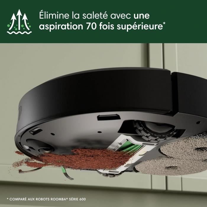 Aspirateur Robot Laveur - IROBOT Roomba Plus 405 Combo - Base Multifonction - Lavage et séchage des lingettes - LiDAR Clearview