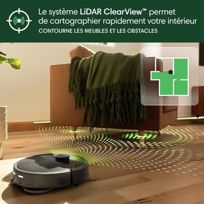 Aspirateur Robot Laveur - IROBOT Roomba Plus 405 Combo - Base Multifonction - Lavage et séchage des lingettes - LiDAR Clearview