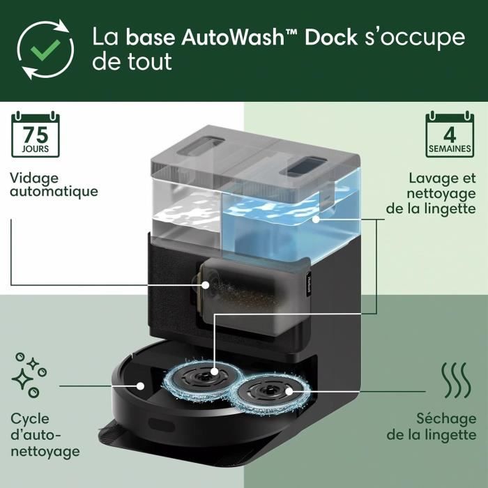 Aspirateur Robot Laveur - IROBOT Roomba Plus 405 Combo - Base Multifonction - Lavage et séchage des lingettes - LiDAR Clearview