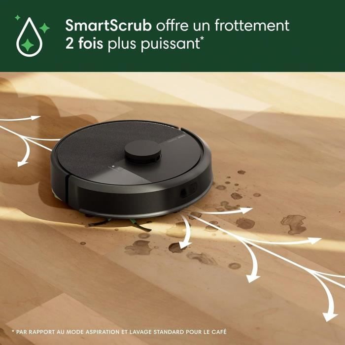 iRobot Roomba 105 Combo - Robot Aspirateur Laveur 2en1 - Puissance d'Aspiration de 7KPa - Navigation LiDAR - Détection des Tapis