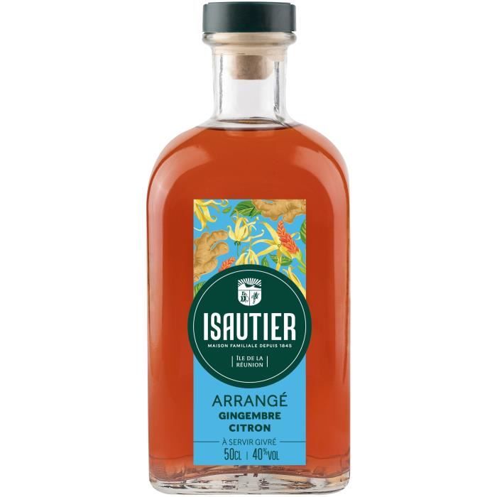 Rhum Isautier - Arrangé Gingembre Citron - Rhum arrangé - La Réunion - 40%vol - 50cl