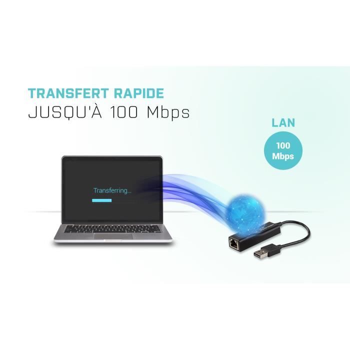 Adaptateur Ethernet - I-TEC - USB vers RJ45 - 100/10 Mbps - USB 2.0 - Noir