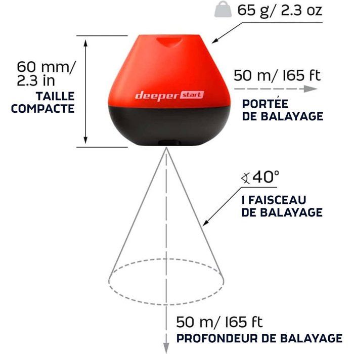 Sondeur lançable - DEEPER - START - Wi-Fi - profondeur 50 m - portable