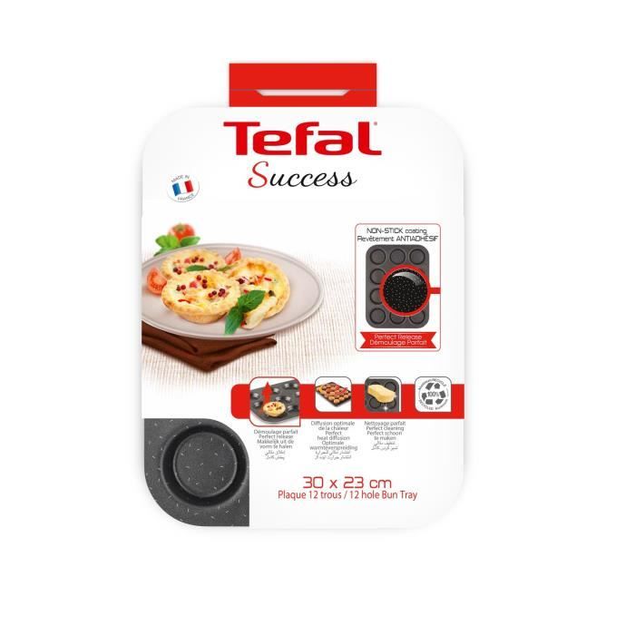 TEFAL Success Plaque 12 trous 23x30 cm, Revetement antiadhÈsif, FabriquÈ en France, Tabac†J1602802