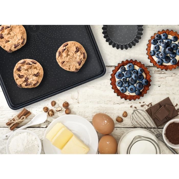 TEFAL Success Lot de 4 mini moules tartelettes 11 cm, Revetement antiadhÈsif, FabriquÈ en France, Tabac J1608102