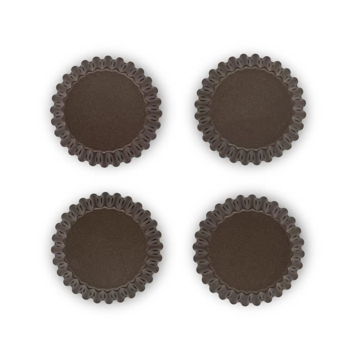 TEFAL Success Lot de 4 mini moules tartelettes 11 cm, Revetement antiadhÈsif, FabriquÈ en France, Tabac J1608102