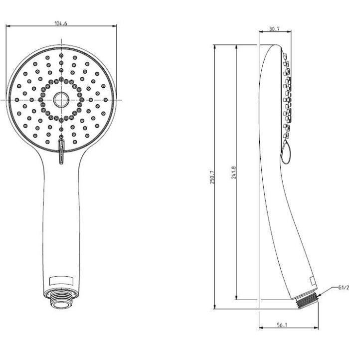 Douchette ronde - JACOB DELAFON - Juliette - Ø 10,5 cm - 3 jets - Anticalcaire - Finition noir mat