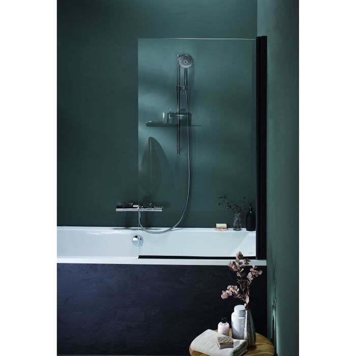 JACOB DELAFON Pare-bain Struktura - E6D042-BL - 80x140 cm - 1 volet pivotant - Réversible - Finition Noir mat