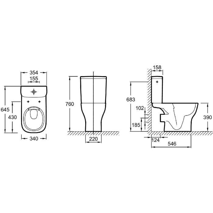 JACOB DELAFON Pack WC au sol sans Bride Struktura E76003-00 3/6L, Blanc