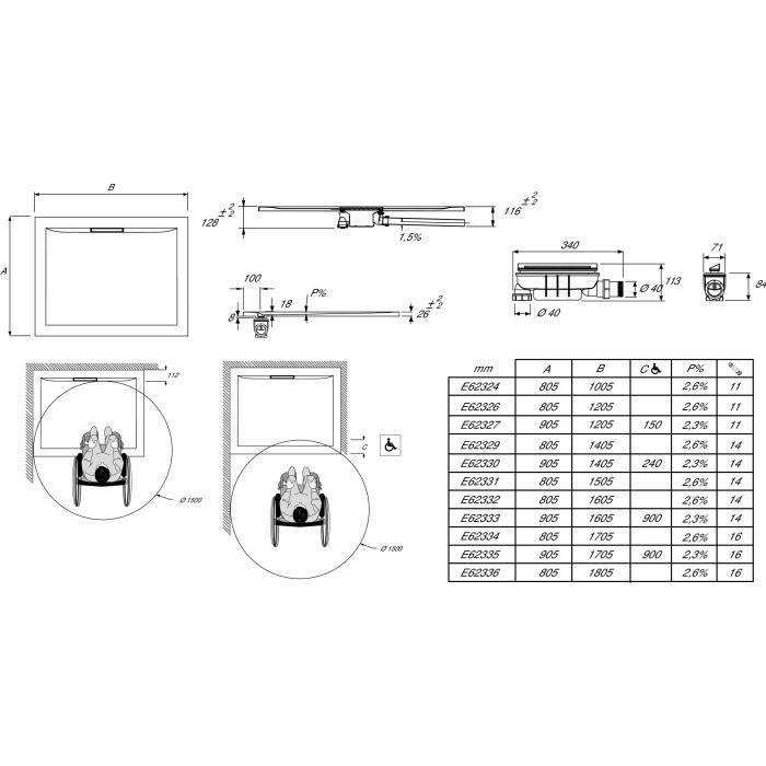 Receveur de douche Flight Pure 120x80 antidérapant - Jacob Delafon