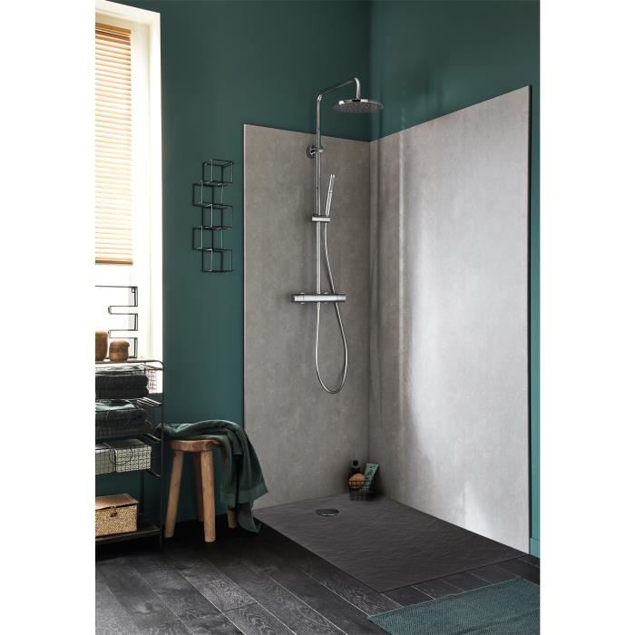 Receveur de douche extra-plat Jacob Delafon Ipso E62302-AGM 100x80x3,5 cm - Gris anthracite, texture pierre