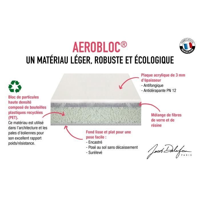 JACOB DELAFON Receveur de douche extra-plat Ipso E62304-AGM 120x90x3,5 cm - Garantie 10 ans, Gris anthracite, texture pierre