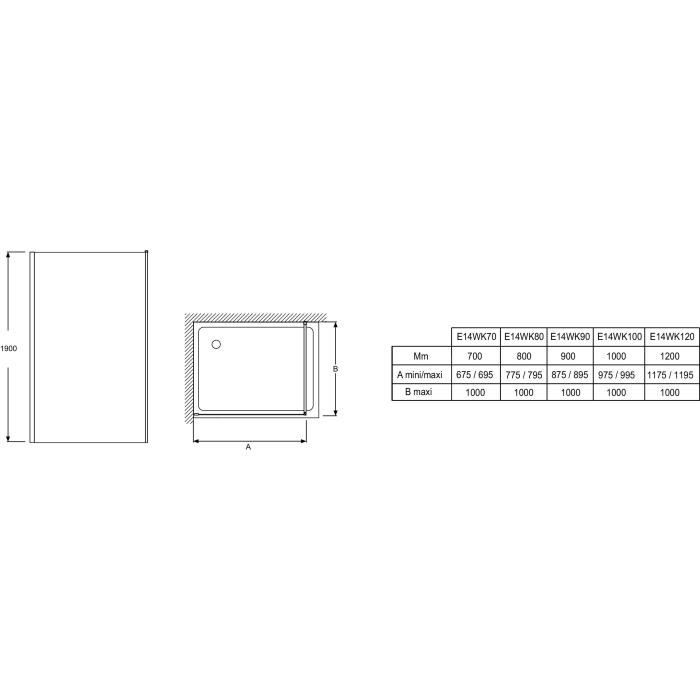 JACOB DELAFON Paroi de douche a l'italienne Serenity 120 cm, Chrome