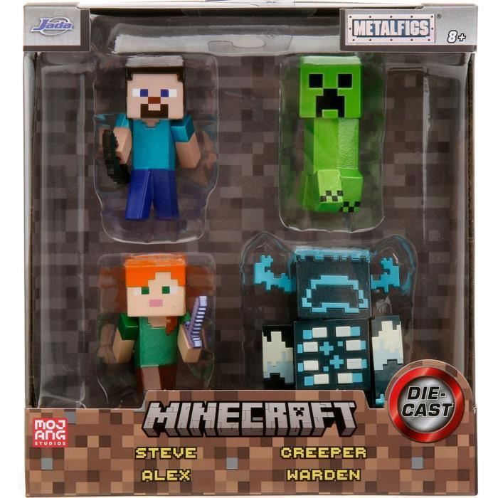 Minecraft Set de figurines en métal Steve Alex Creeper Warden 6 cm