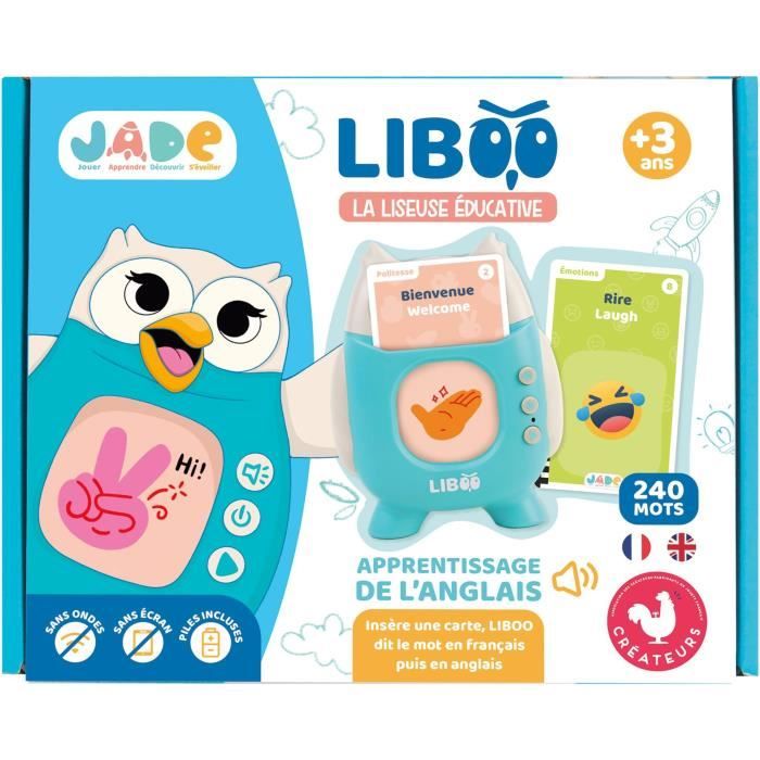 Liseuse Liboo - JADE - Français - Anglais - 240 Mots - Jeu Educatif - Piles Incluses - Vocabulaire - Apprentissage - Design Français