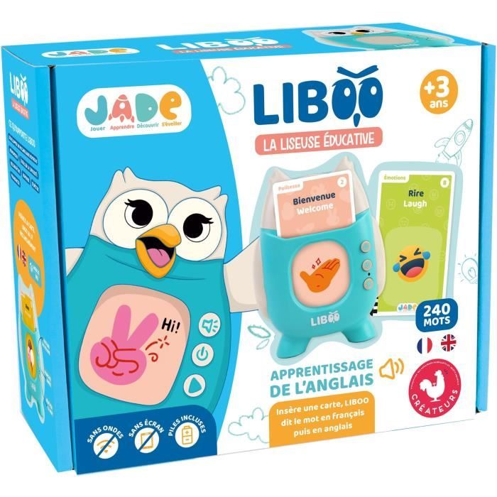 Liseuse Liboo - JADE - Français - Anglais - 240 Mots - Jeu Educatif - Piles Incluses - Vocabulaire - Apprentissage - Design Français