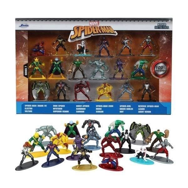 Coffret Spiderman 18 figurines 4cm en métal, pour enfant des 3 ans, 253225027, JADA