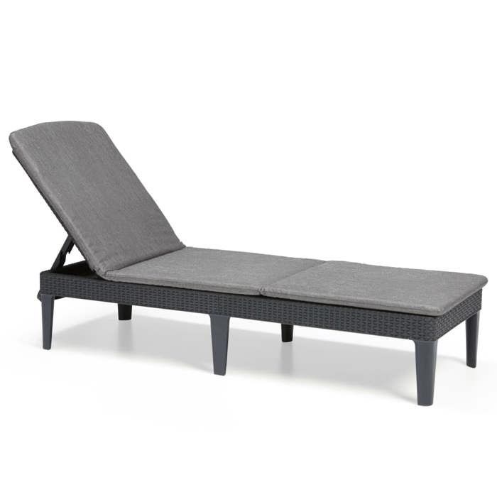Bain de soleil - Allibert by KETER JAIPUR - en résine imitation rotin tressé - gris graphite - dossier réglable avec coussin