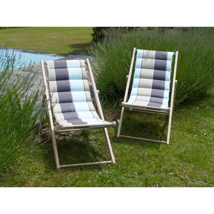 JARDIN PRIVE Chilienne matelassée J'adore - Structure en bois - Gris