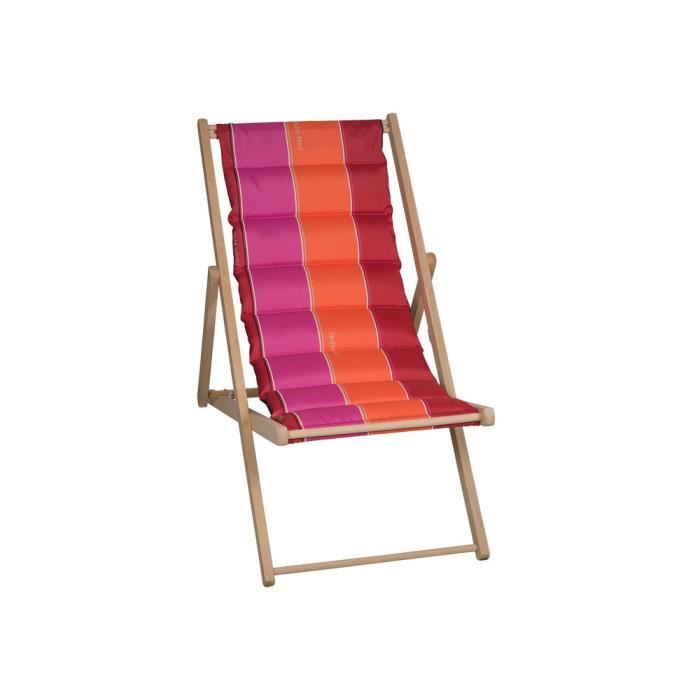 Chilienne - JARDIN PRIVE - J'adore - Toile matelassée amovible - Inclinable 4 positions - Rouge/Ardoise