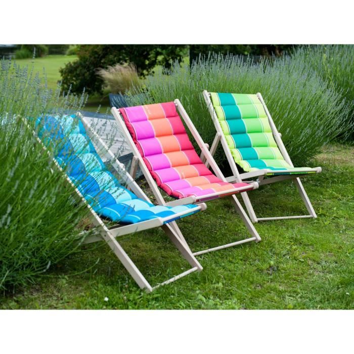 Chilienne - JARDIN PRIVE - J'adore - Toile matelassée amovible - Inclinable 4 positions - Rouge/Ardoise