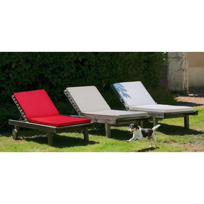 JARDIN PRIVE Coussin bain de soleil MONTE CARLO - 185 x 55 x 6 cm - Ivoire