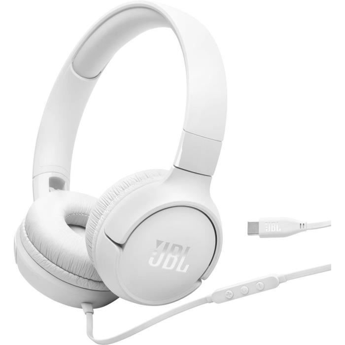 Casque filaire - JBL Tune 520 C - USB-C - Hi-Res audio - Blanc