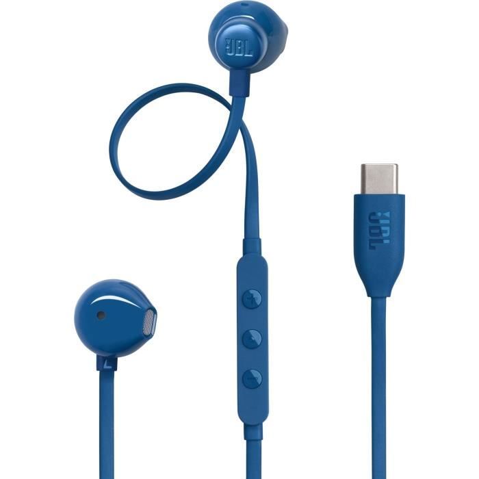 Ecouteurs filaires JBL Tune 305C - USB-C - Prise en charge Hi-Res - Bleu