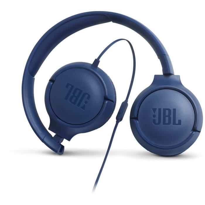 Casque filaire JBL Tune 500 - Son Pure Bass - Conception légere et et pliable - Bleu