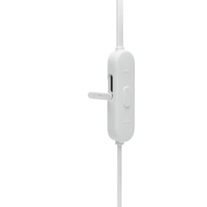 Ecouteurs boutons sans fil JBL TUNE 215BT - Bluetooth 5.0 - Pure Bass - Cable anti noeuds - 16h d'autonomie - Blanc