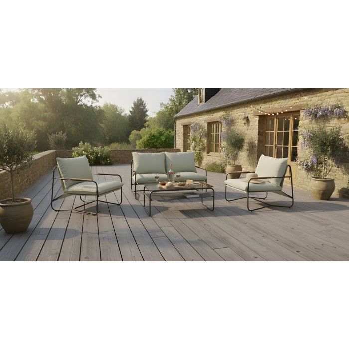 Salon bas de jardin - Aluminium - Proloisirs - 4 personnes - Graphite - Coussins inclus - XERES SET