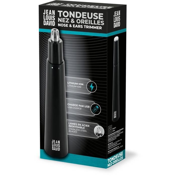 Tondeuse nez-oreilles - JEAN LOUIS DAVID - Coupe Ciculaire Indolore - Batterie Lithium-Ion - Grande Autonomie - Confort Incomparable