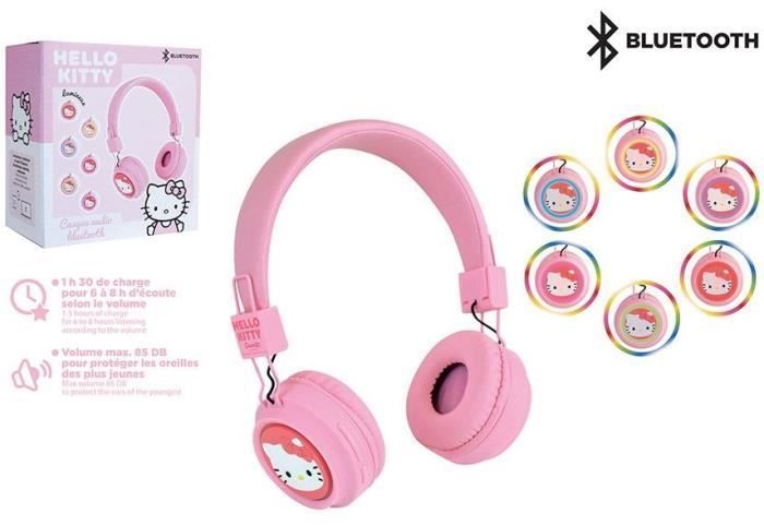 Casque ajustable bluetooth avec micro - HELLO KITTY - Câble usb - Câble audio - Des 3 ans