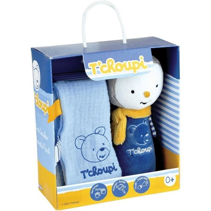 T'choupi Baby Coffret Naissance avec Doudou et Peluche Hochet +/- 25 cm - JEMINI - IdÈal pour un cadeau de naissance.