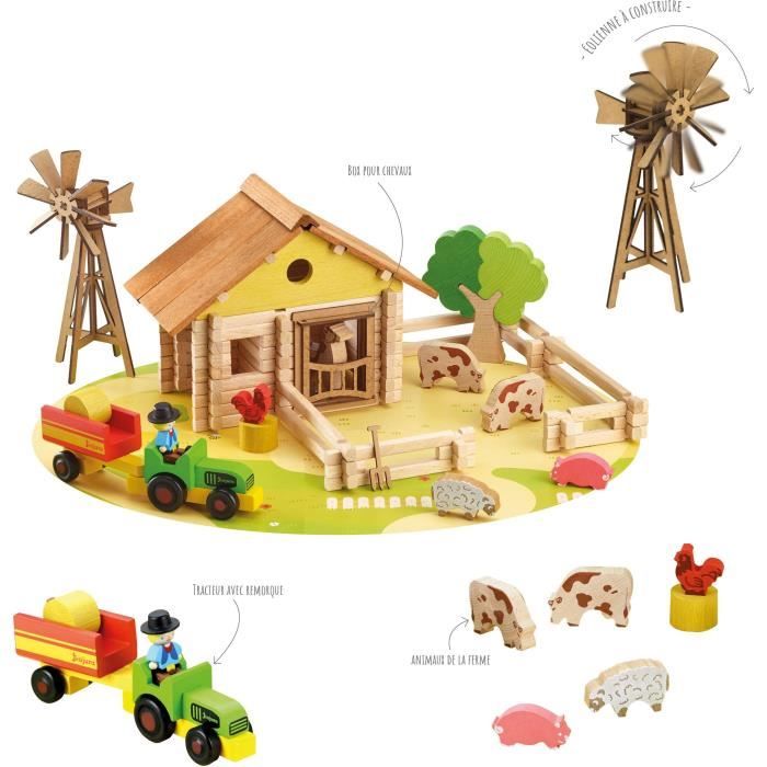 Ma ferme en bois - Jeu de construction - JEUJURA - 145 pieces