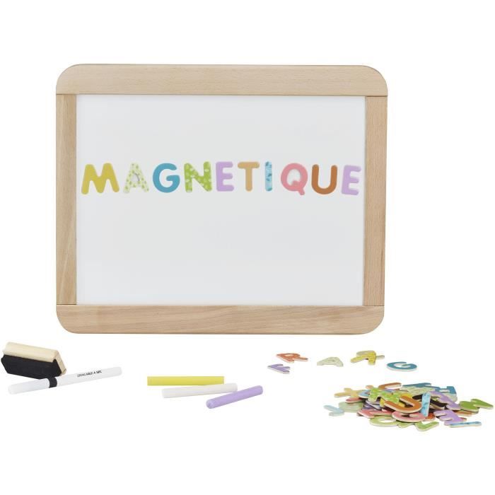 Ardoise d'écolier en bois - JEUJURA - Double face magnétique : craie et feutre effaçable