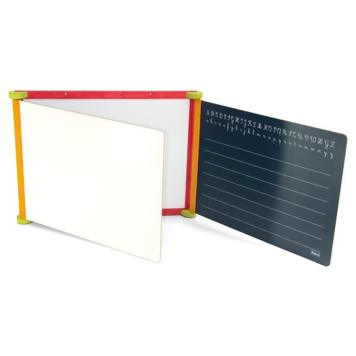 Jeujura Tableau en bois Triptyque 3 faces (1 magnÈtique et 2 a craie)