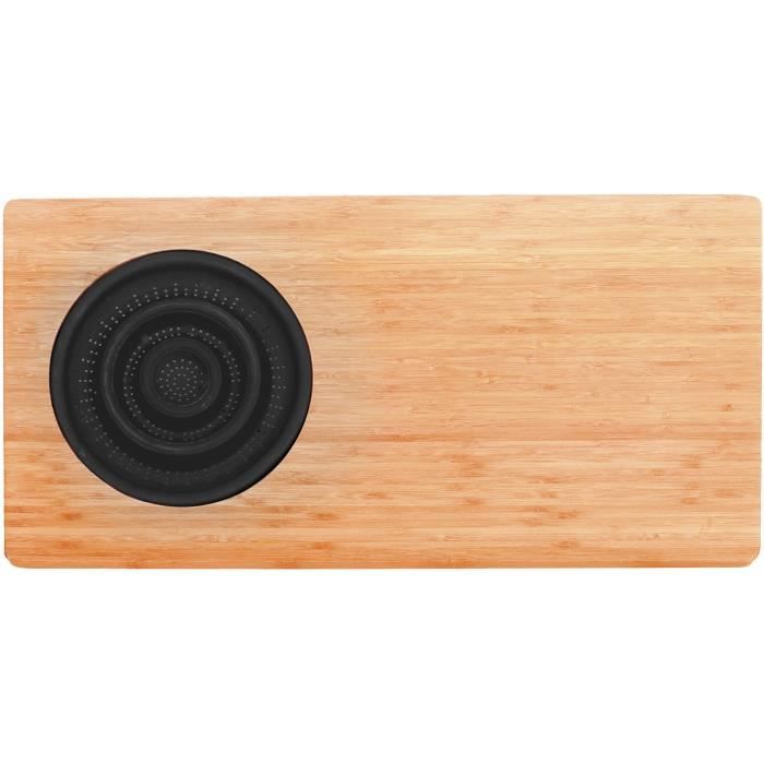 Planche a découper en bambou - JOCCA - Passoire en plastique - 58 x 29 x 1,8 cm - Naturel et noir