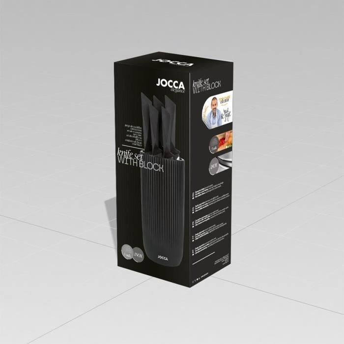 Set de 5 couteaux - JOCCA - Bloc en polypropylene - Noir