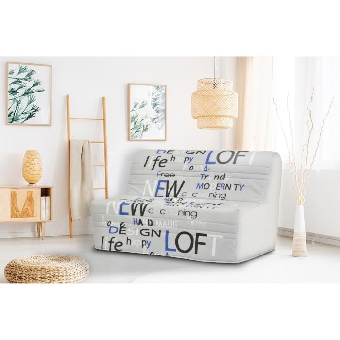 Banquette BZ - Tissu ImprimÈ gris - L143 x P97 x H89cm - Joe