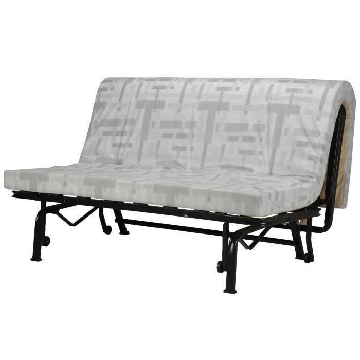 Banquette BZ Joe - Tissu noir - 3 places - L 143 x P 97 cm - Made in France