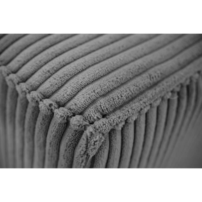 CanapÈ fixe 4 places - JOSH - Velours cotelÈ anthracite - 241 x 86 x 88 cm