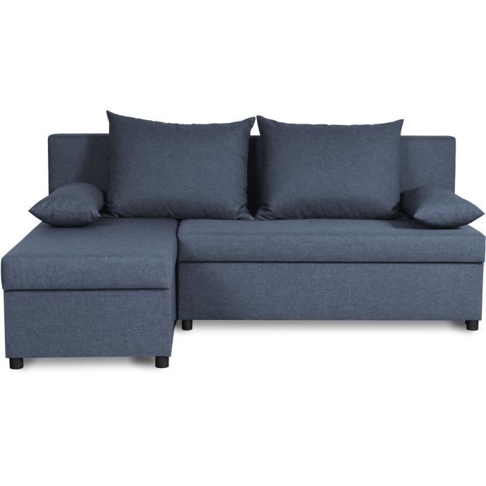 Canapé d'angle réversible – Tissu Bleu – L 192 x P 143 x H 79 cm – JOSS - Fabriqué en Ukraine