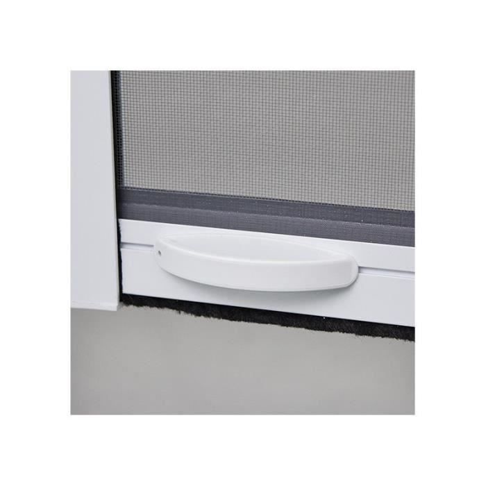 Moustiquaire de porte fenetre L160 X H220 cm a tirage direct en aluminium laquÈ blanc - Recoupable en largeur et hauteur