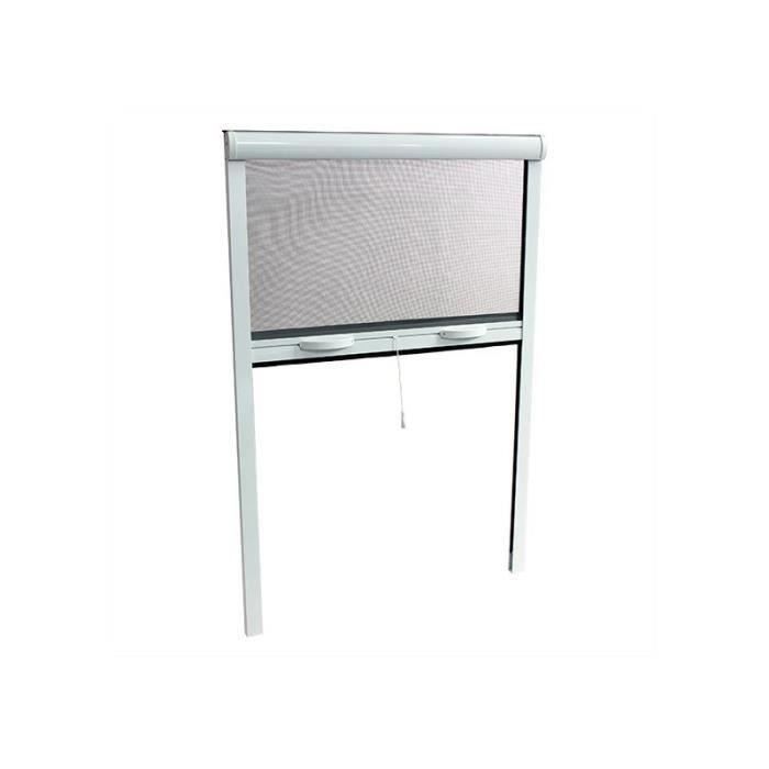 Moustiquaire de porte fenetre L160 X H220 cm a tirage direct en aluminium laquÈ blanc - Recoupable en largeur et hauteur