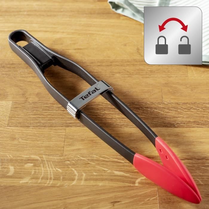 TEFAL INGENIO Pince a aliments, QualitÈ Premium, RÈsiste a la chaleur jusqu'a 250∞ C, Systeme de verouillage, Sans BPA, Compatible l